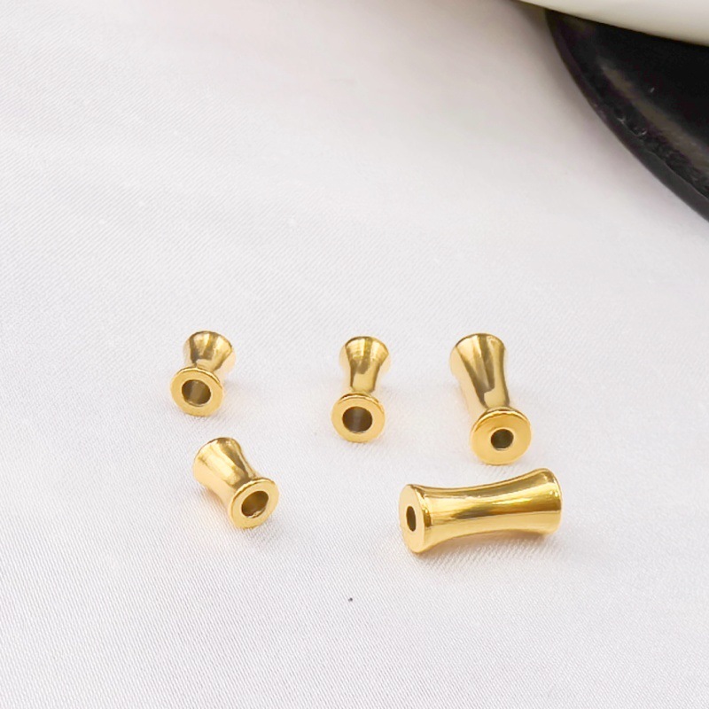 Stainless steel bamboo beads small waist large hole beads spacer beads diy loose beads accessories