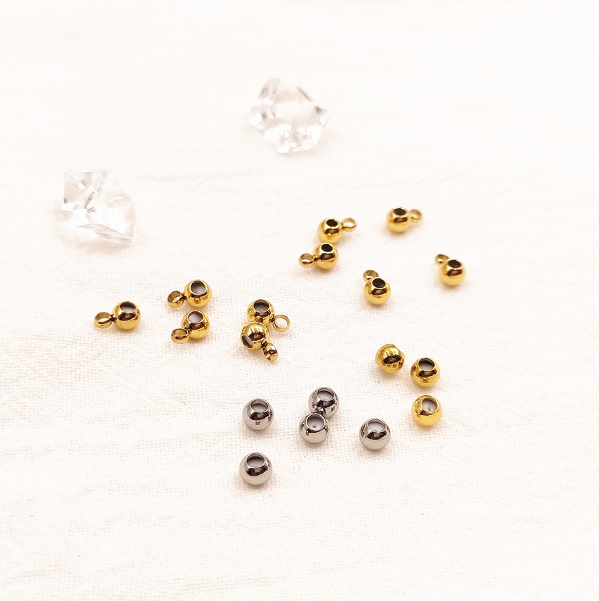 Stainless steel plastic beads vacuum plated 18K gold adjustment beads positioning beads