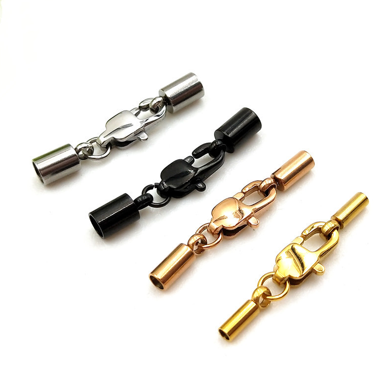 50 Pieces/Bag-stainless steel leather rope tube sleeve leather rope buckle bucket with Japanese buckle