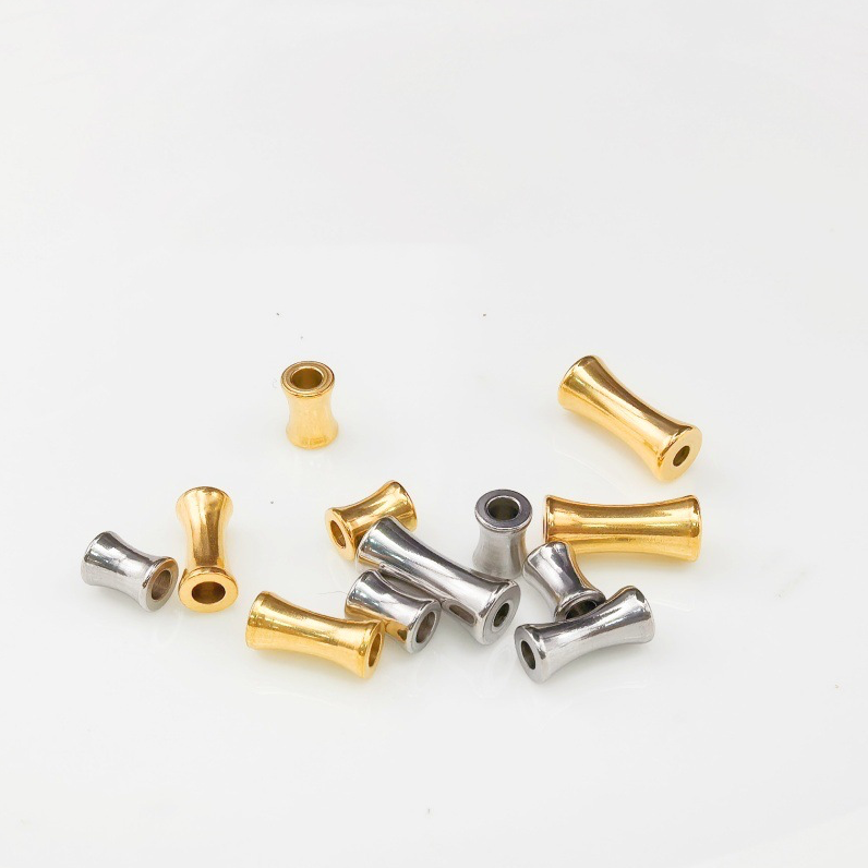 Stainless steel bamboo beads small waist large hole beads spacer beads diy loose beads accessories