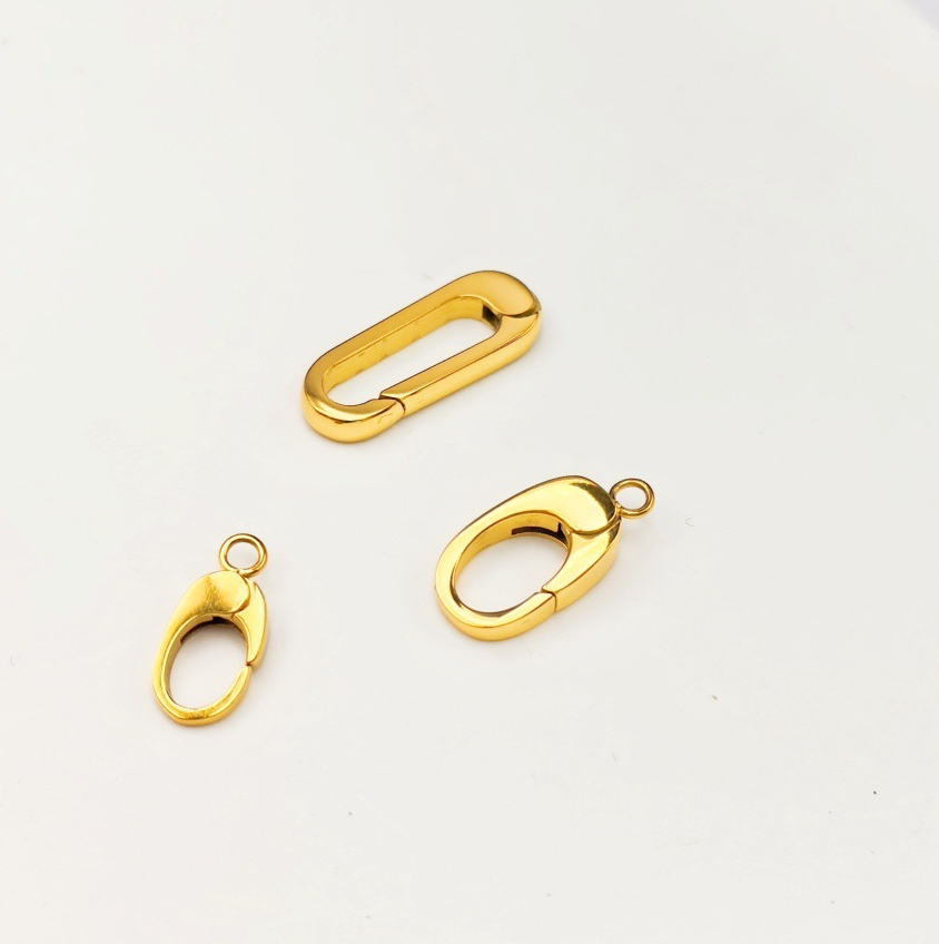 Stainless steel oval spring buckle handmade diy pearl necklace closing buckle connecting buckle rectangular buckle