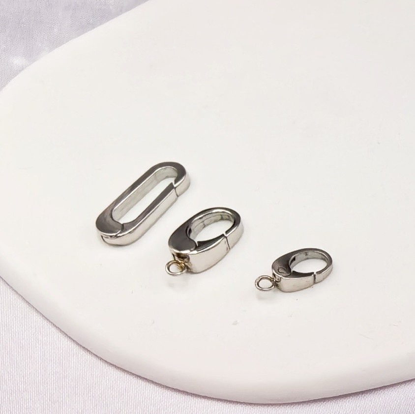 Stainless steel oval spring buckle handmade diy pearl necklace closing buckle connecting buckle rectangular buckle