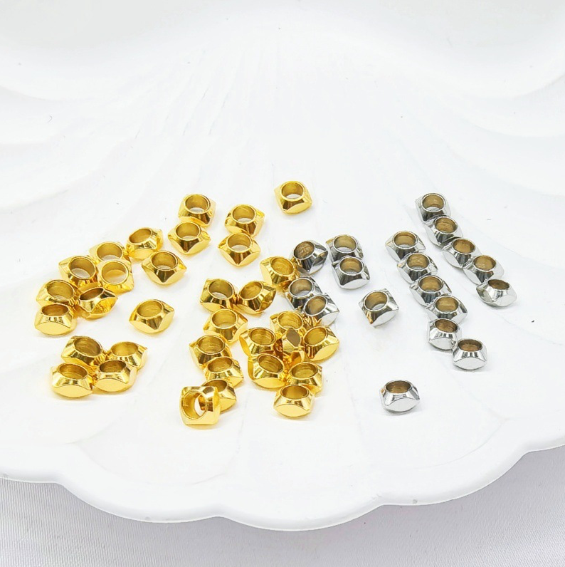 Stainless steel cut-out spacer beads vacuum electric 18K gold through-hole beads DIY spacer beads