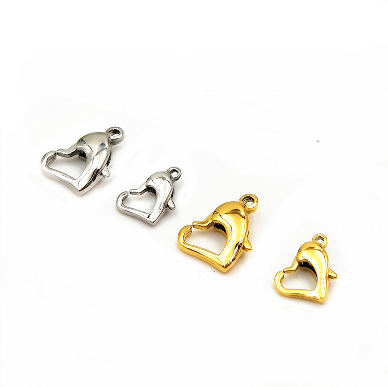 Stainless steel heart-shaped buckle vacuum electric 18K gold love lobster buckle diy jewelry buckle