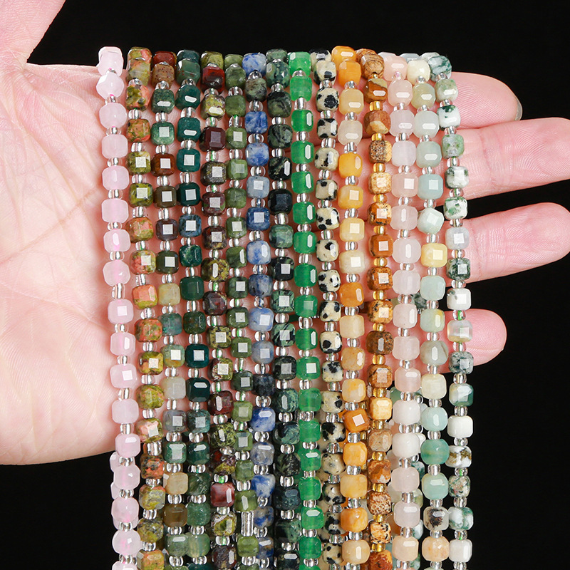 4-5mm Natural crystal agate jade sugar cube loose beads