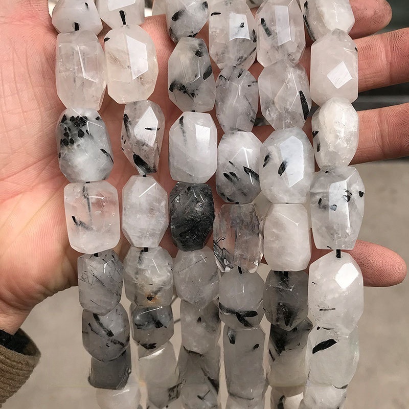 15*20mm crystal rough stone cut straight hole shape suitable for DIY