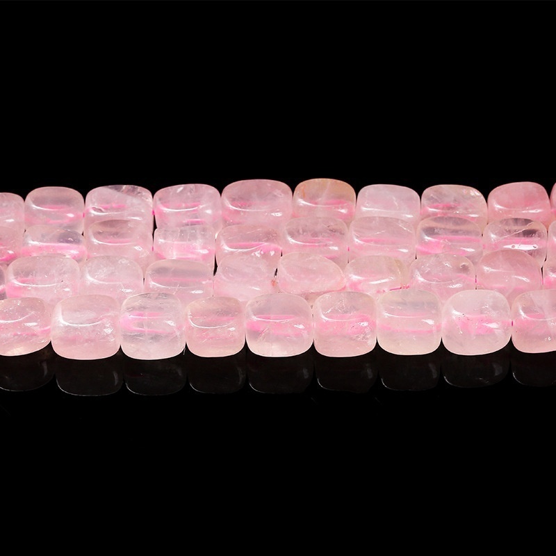 Natural rose quartz rectangular beads crystal cube loose beads