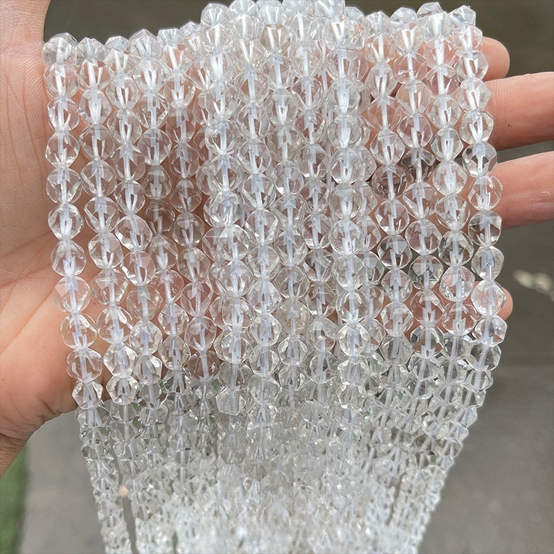 6mm natural crystal diamond faceted rhombus beads scattered suitable for DIY