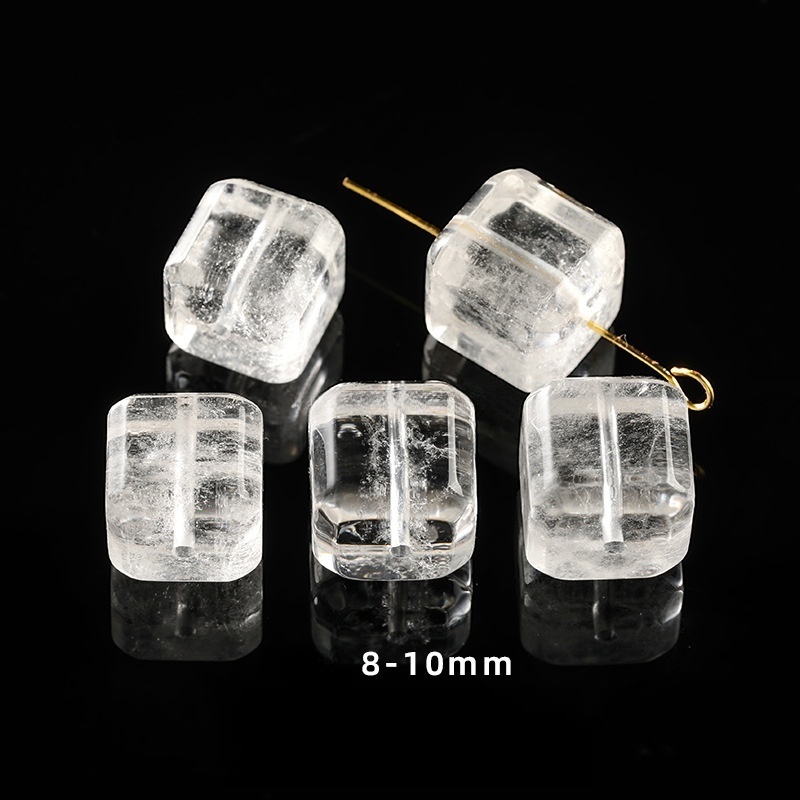 10pcs/bag Natural Clear Quartz Cut Sugar Cube Loose Beads