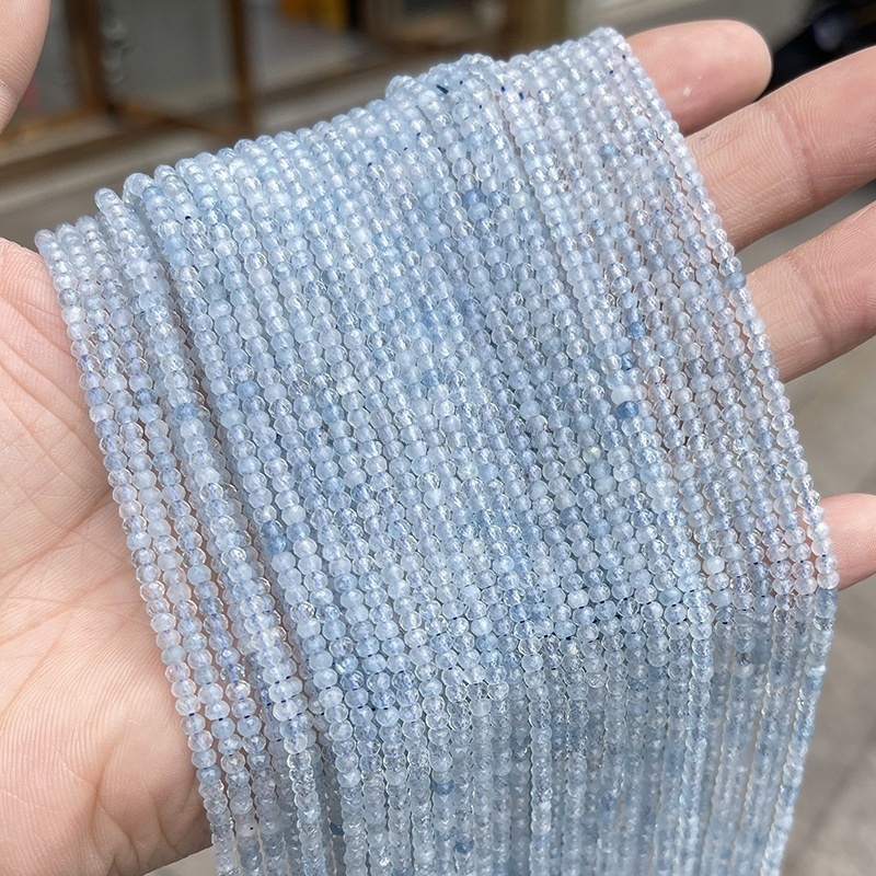 2*3mm natural aquamarine faceted abacus beads loose beads