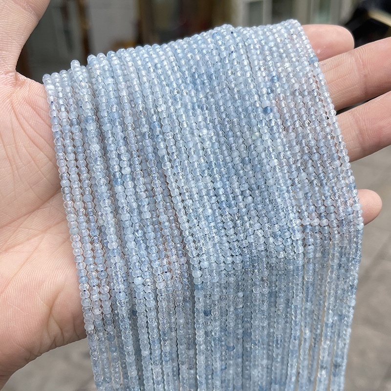 2*3mm natural aquamarine faceted abacus beads loose beads