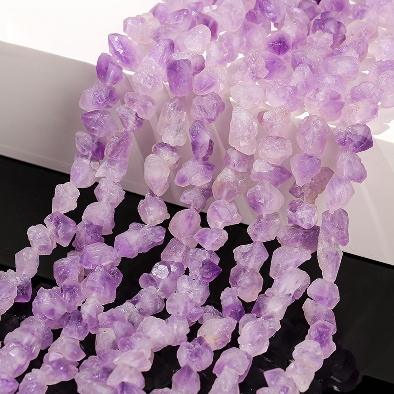 Natural amethyst flower irregular raw stone with holes loose beads