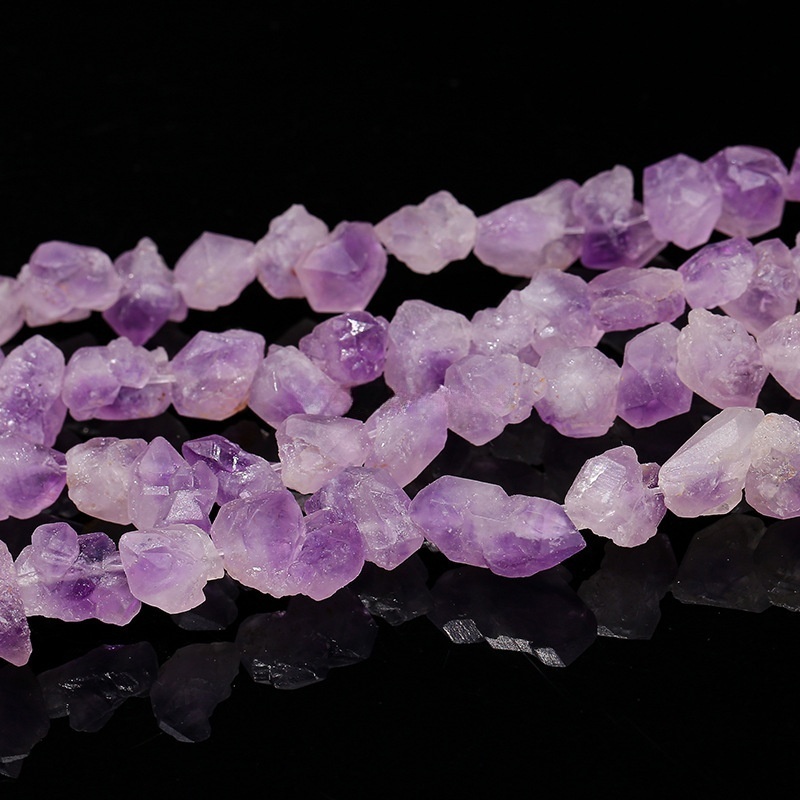Natural amethyst flower irregular raw stone with holes loose beads