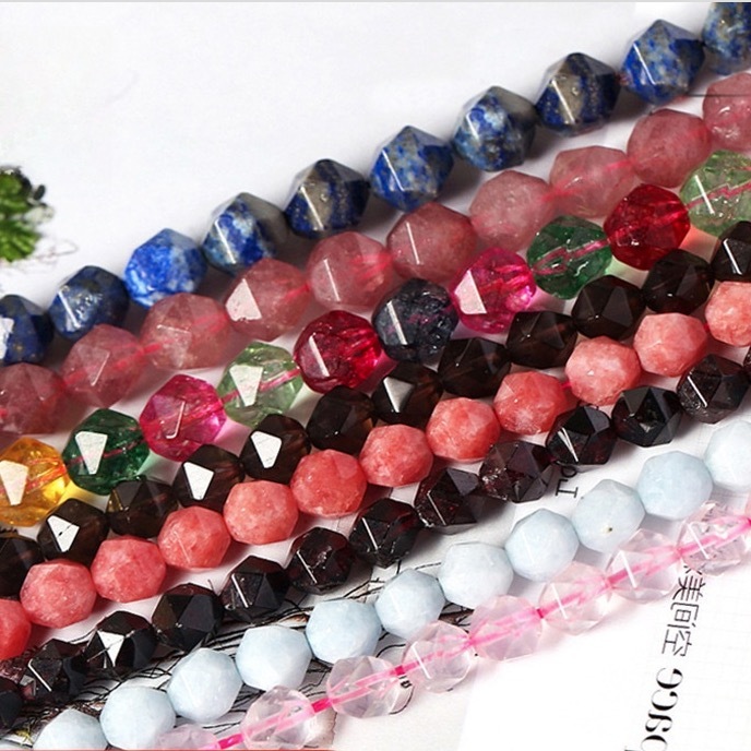 6mm natural crystal diamond faceted rhombus beads scattered suitable for DIY