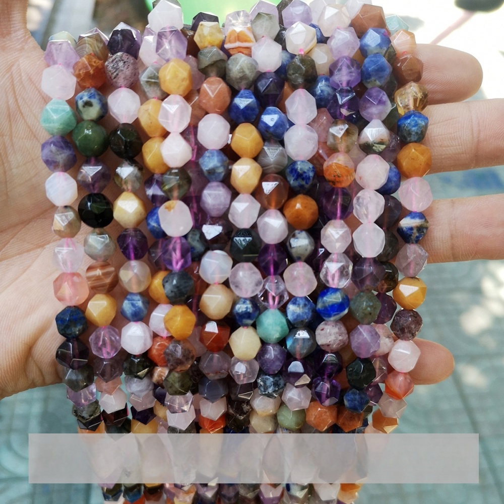 6mm natural crystal diamond faceted rhombus beads scattered suitable for DIY