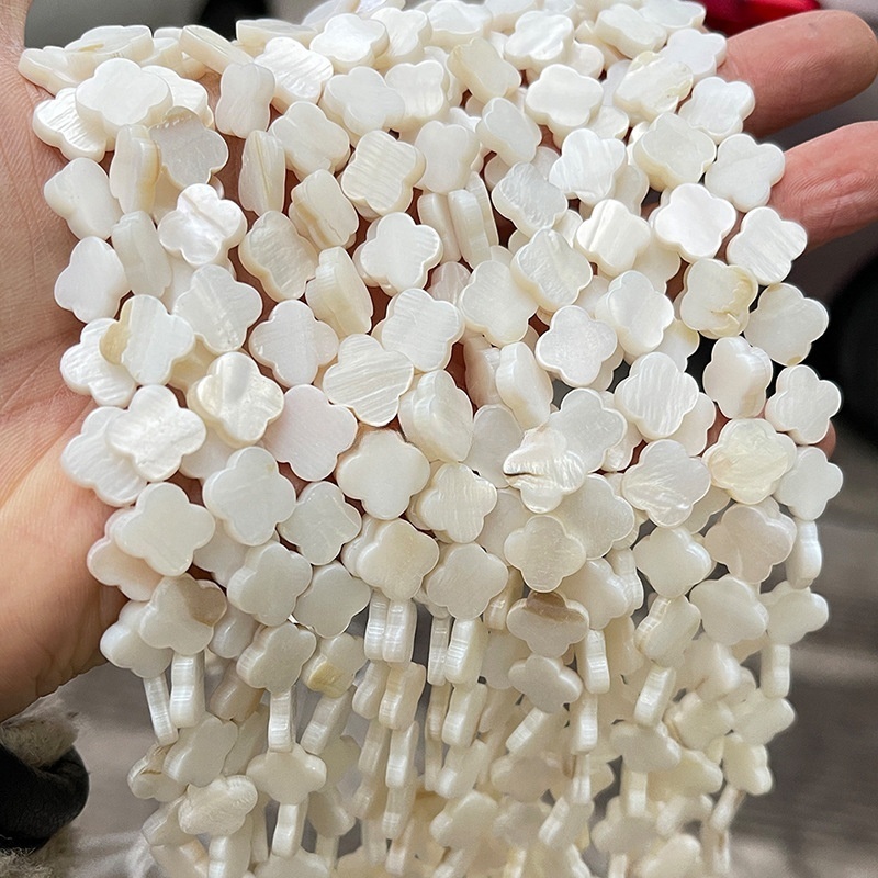 6-14mm natural freshwater shell four-leaf clover loose beads
