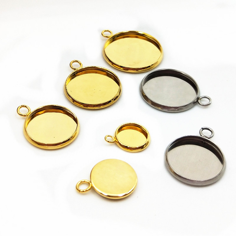100 Pieces/Bag - stainless steel gemstone base 6-30mm round time gemstone holder