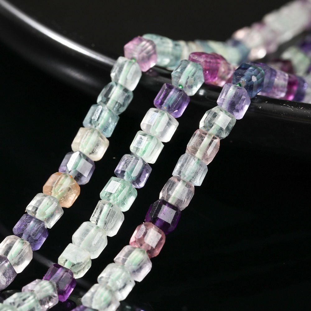 7A natural colored fluorite cube loose beads