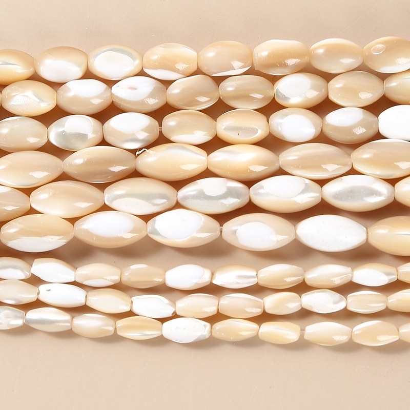 Natural coffee-colored horseshoe snail rice-shaped beads