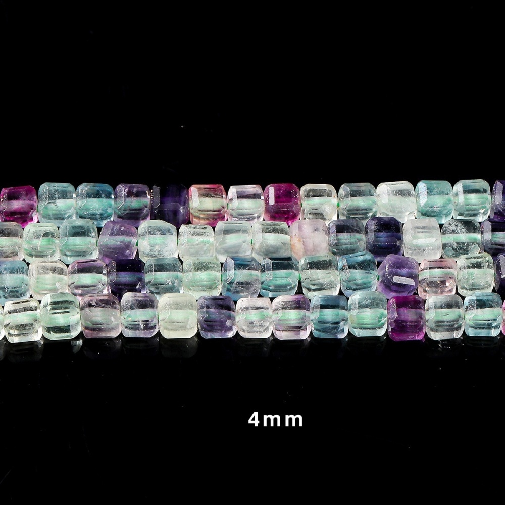 7A natural colored fluorite cube loose beads