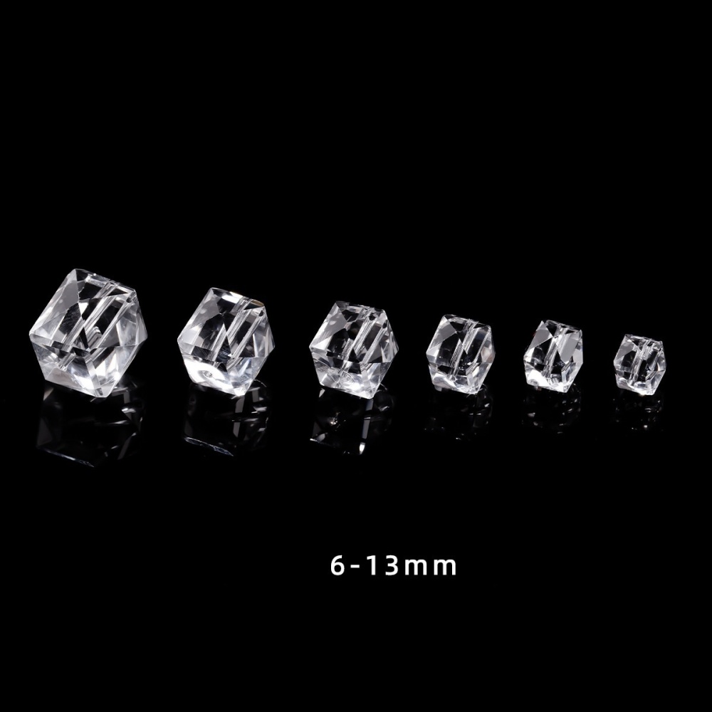 6-13mm diamond cut double A natural clear quartz sugar block loose beads single