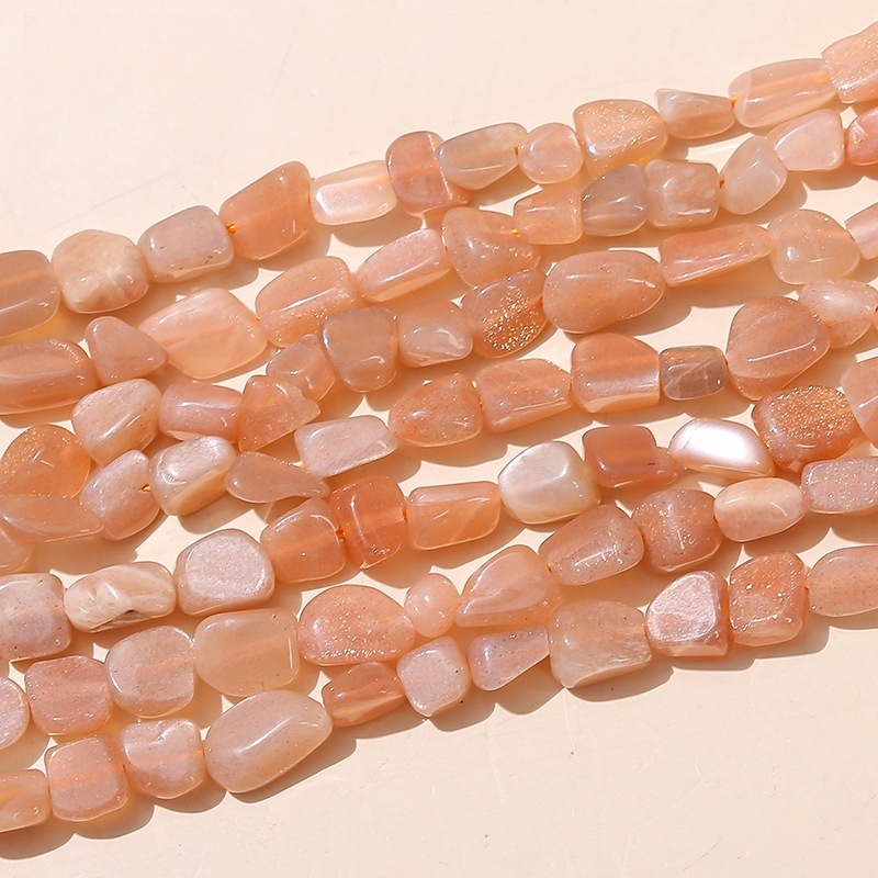 6-8mm natural sunstone shaped beads scattered orange moonstone