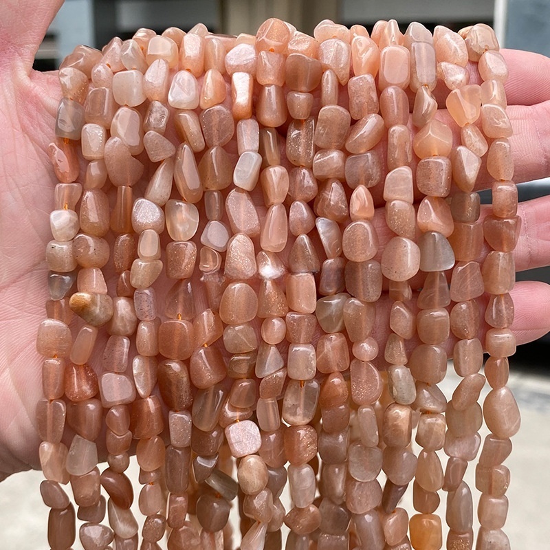 6-8mm natural sunstone shaped beads scattered orange moonstone