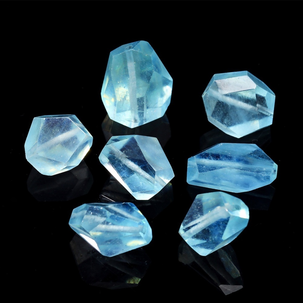 Natural devil blue aquamarine shaped beads through hole single