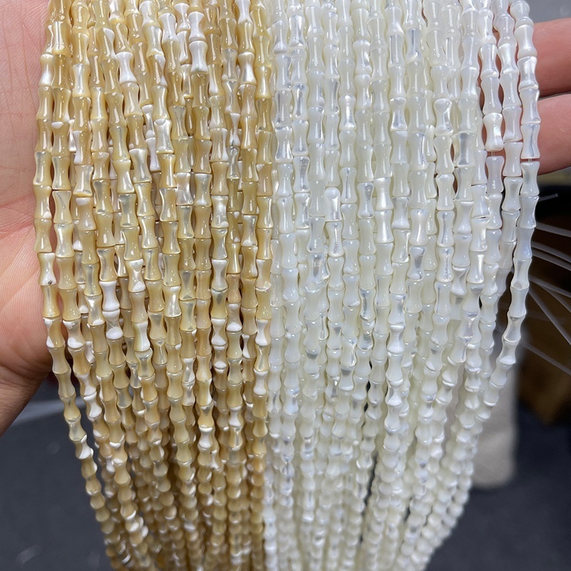 4*7mm natural horseshoe snail bamboo beads shell round tube beads