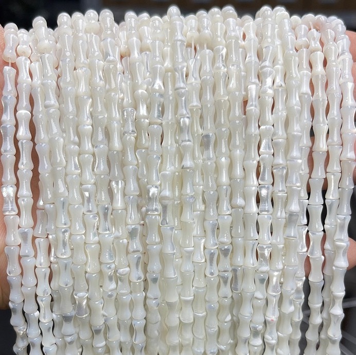 4*7mm natural horseshoe snail bamboo beads shell round tube beads