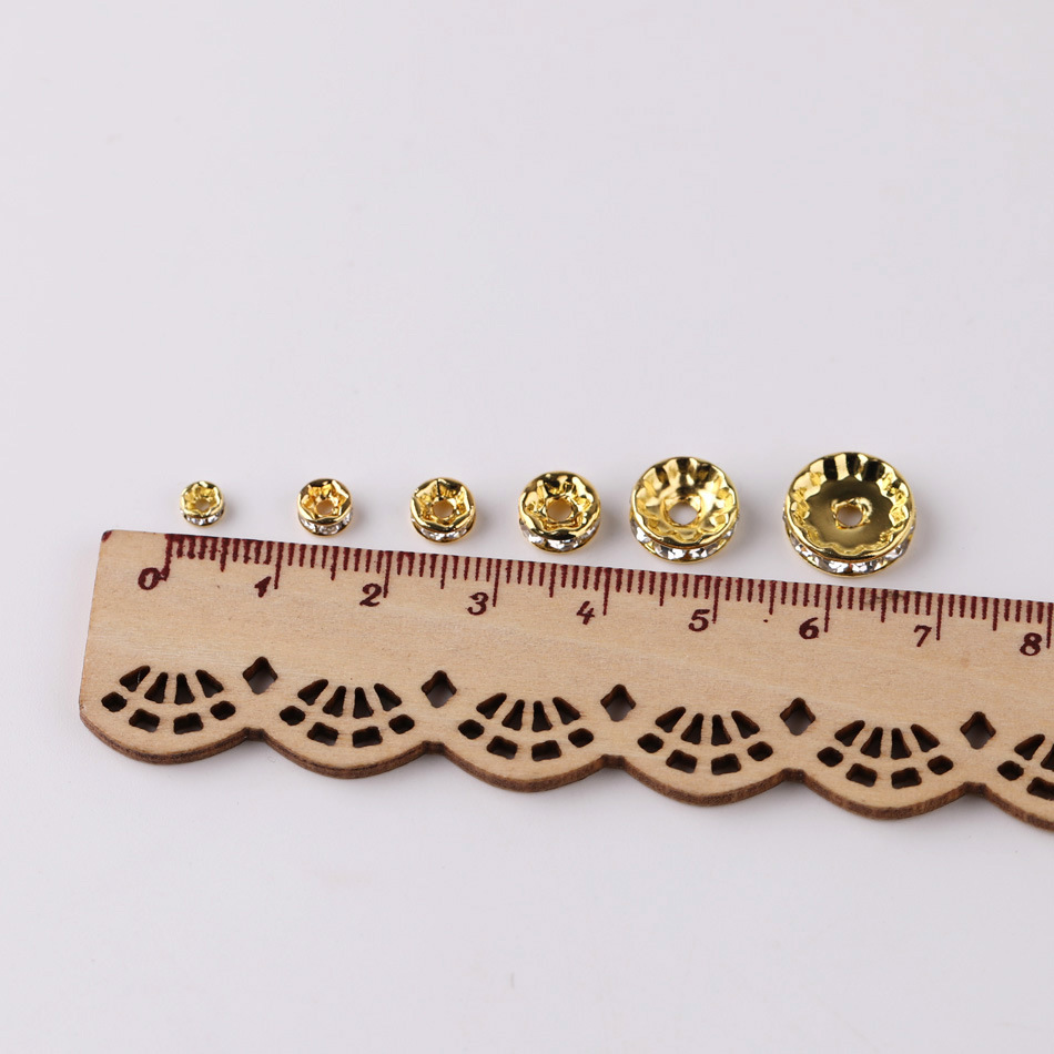 100 Pieces/Bag--Gold straight edge diamond ring beaded DIY accessories material spacer beads color wheel diamond