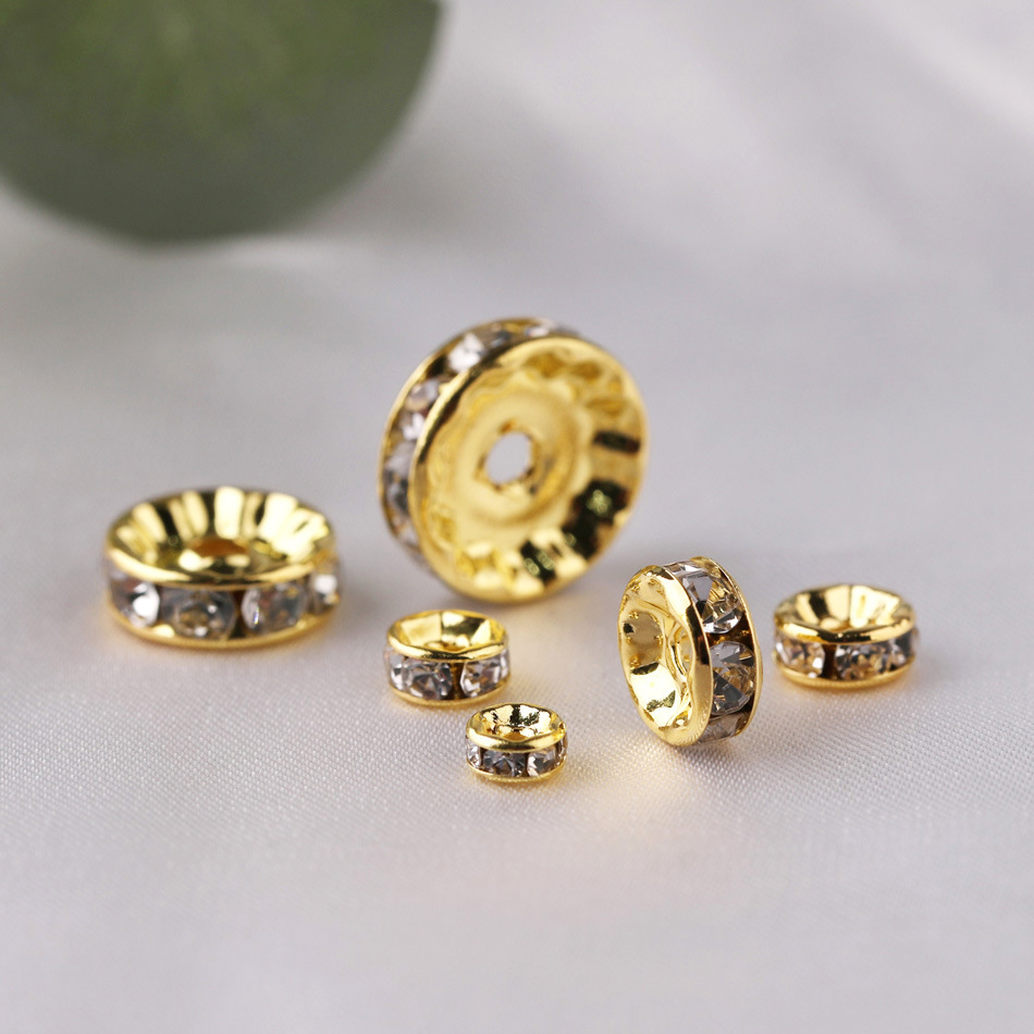 100 Pieces/Bag--Gold straight edge diamond ring beaded DIY accessories material spacer beads color wheel diamond