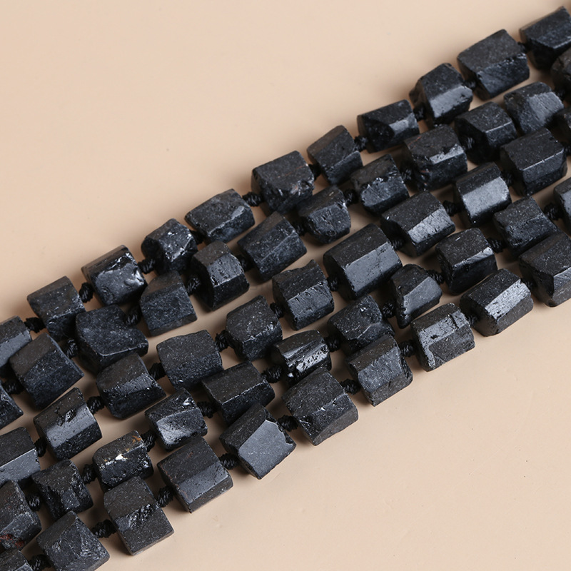 8-12mm Black Tourmaline Loose Beads Rough Cut