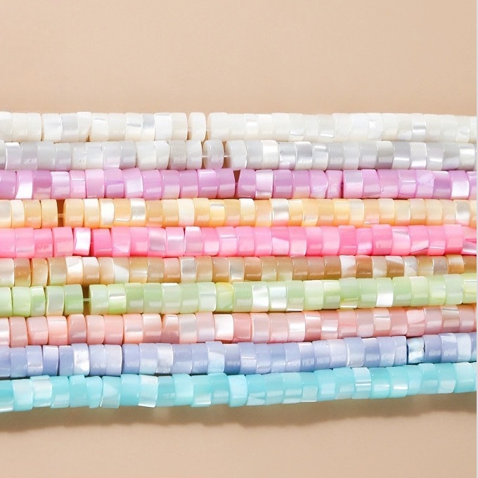 2*4mm colorful shell mother-of-pearl right angle round spacer beads