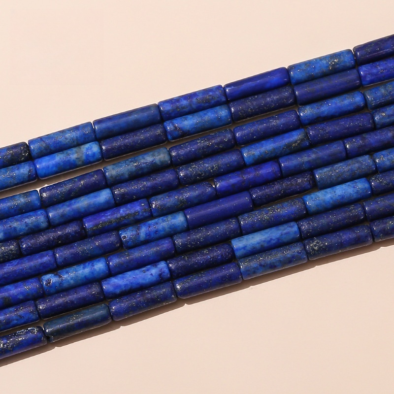 4*13mm natural lapis lazuli round tube loose beads