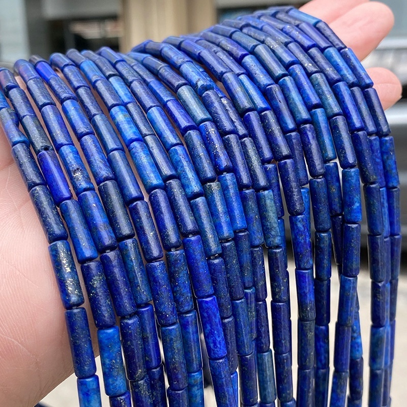 4*13mm natural lapis lazuli round tube loose beads