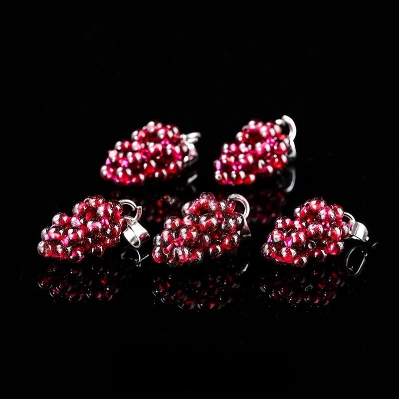 Natural garnet woven flowers/grapes DIY jewelry accessories