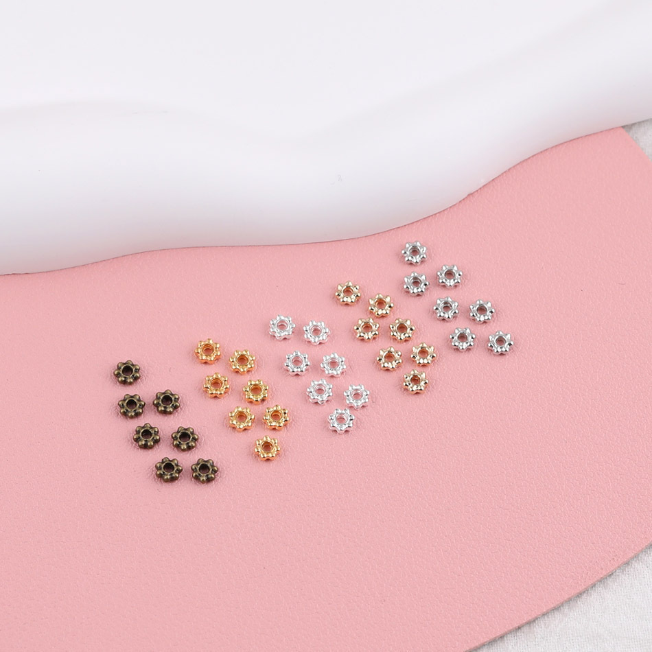 100 Pieces/Bag-alloy 4MM snowflake spacer beaded receptacle spacer bead diy handmade jewelry accessories