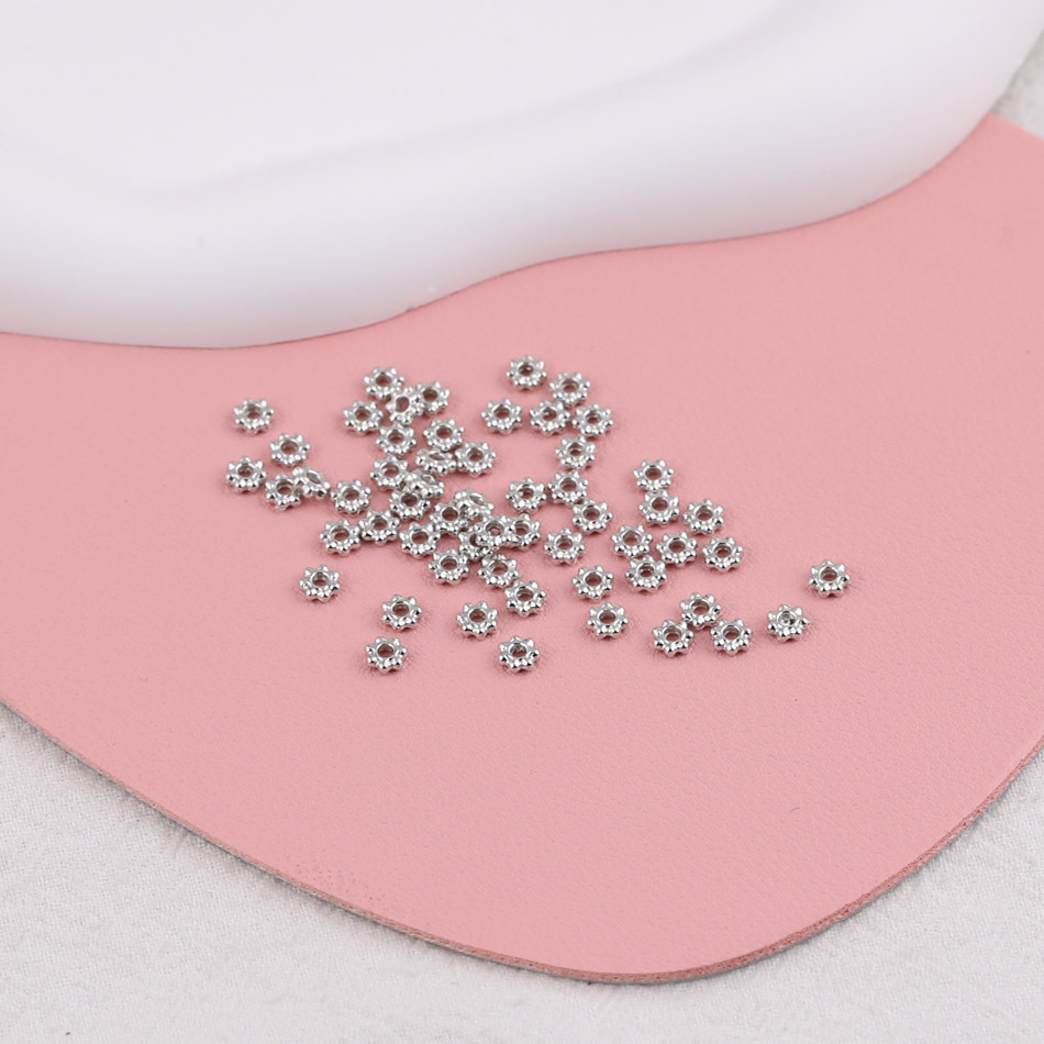 100 Pieces/Bag-alloy 4MM snowflake spacer beaded receptacle spacer bead diy handmade jewelry accessories