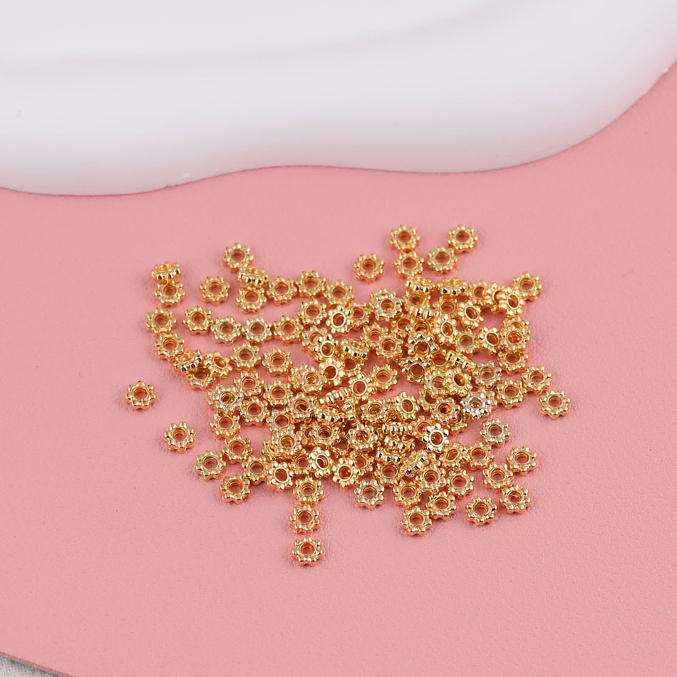 100 Pieces/Bag-alloy 4MM snowflake spacer beaded receptacle spacer bead diy handmade jewelry accessories