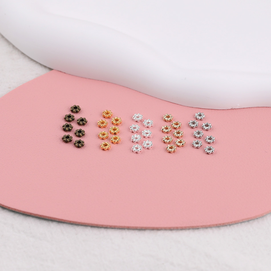 100 Pieces/Bag-alloy 4MM snowflake spacer beaded receptacle spacer bead diy handmade jewelry accessories