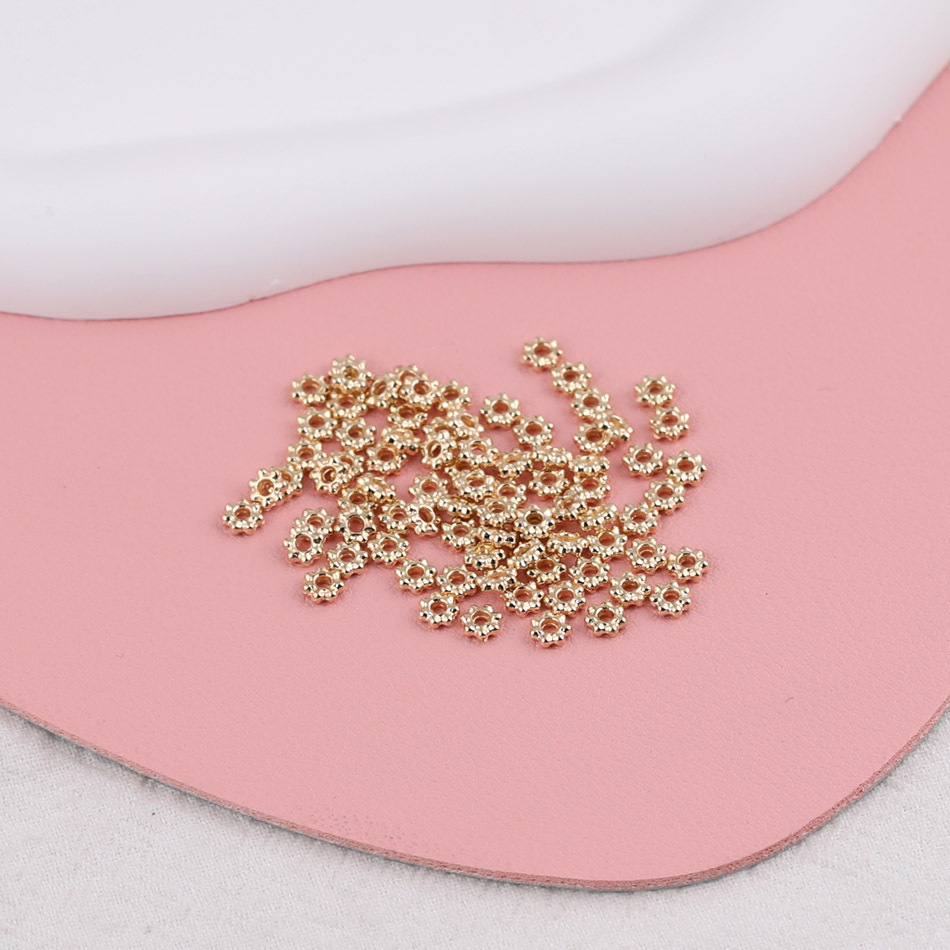 100 Pieces/Bag-alloy 4MM snowflake spacer beaded receptacle spacer bead diy handmade jewelry accessories