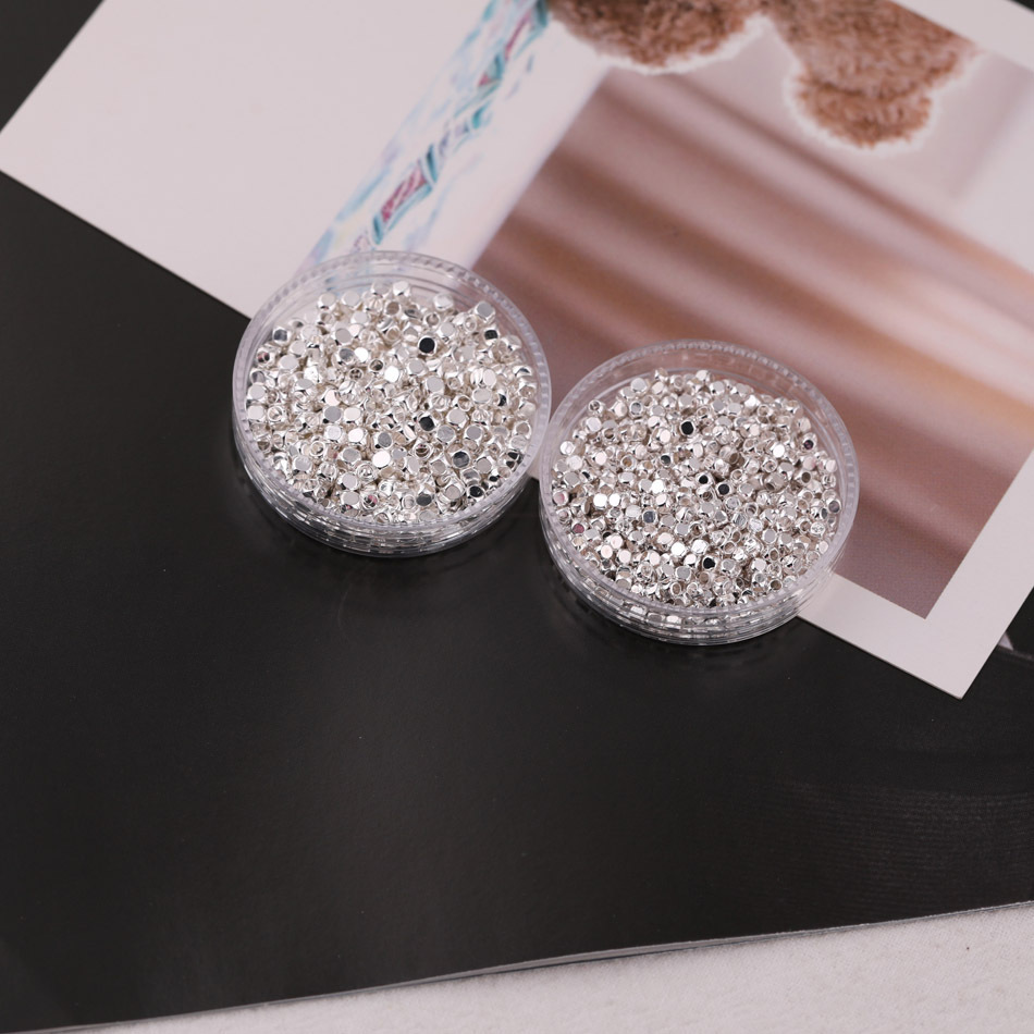 100 Pieces/Bag-Copper plated silver cubes through-hole scattered beads spacer beads jewelry material accessories