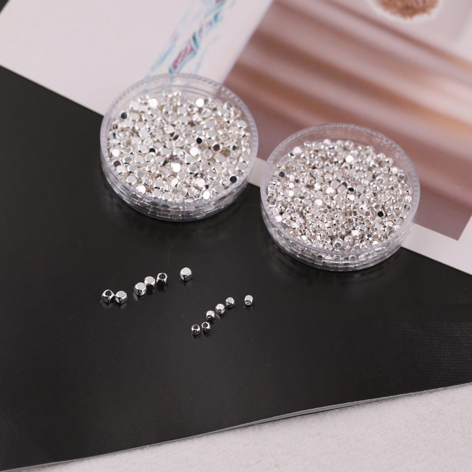 100 Pieces/Bag-Copper plated silver cubes through-hole scattered beads spacer beads jewelry material accessories