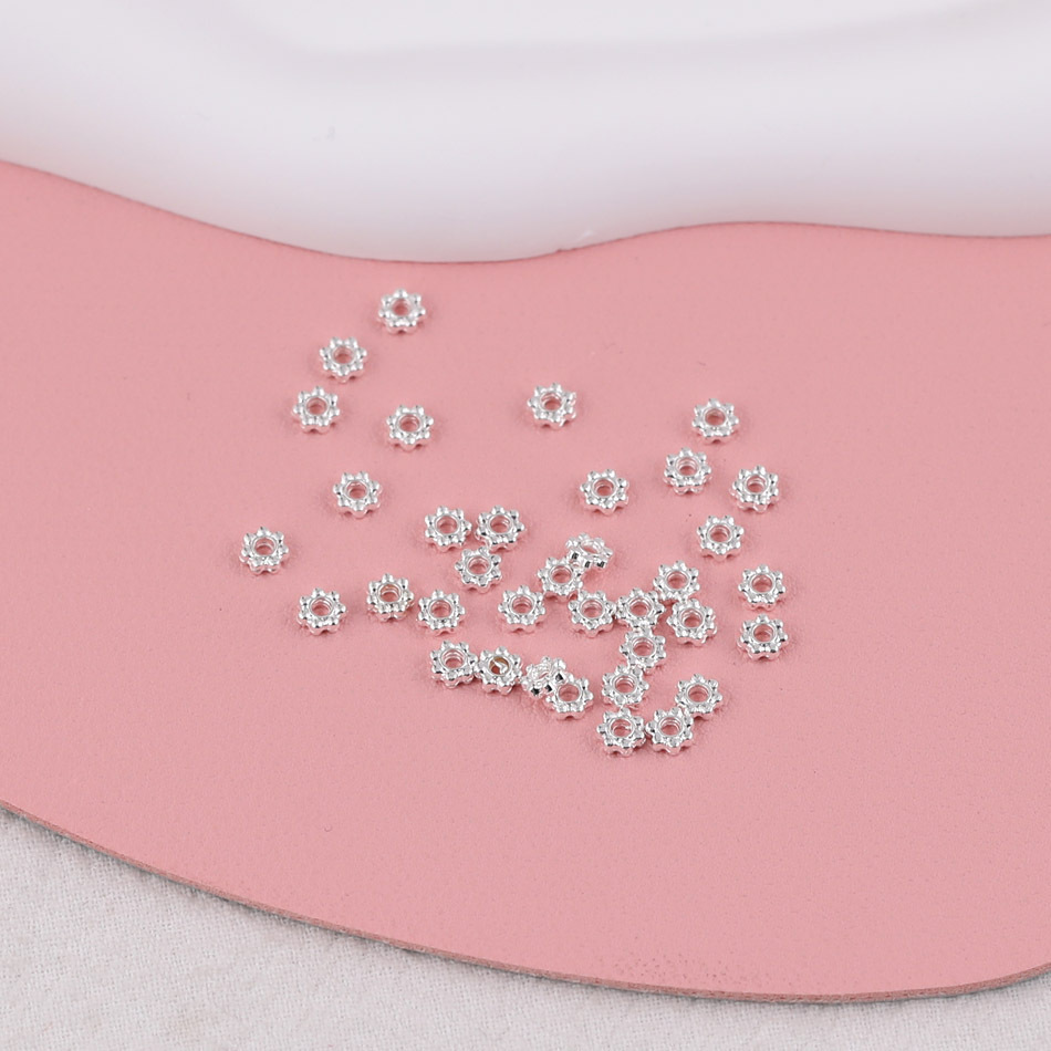 100 Pieces/Bag-alloy 4MM snowflake spacer beaded receptacle spacer bead diy handmade jewelry accessories