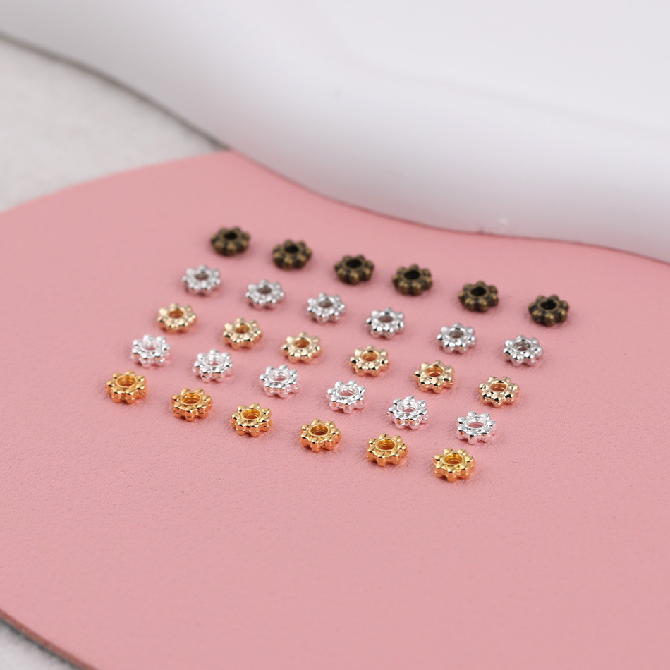 100 Pieces/Bag-alloy 4MM snowflake spacer beaded receptacle spacer bead diy handmade jewelry accessories