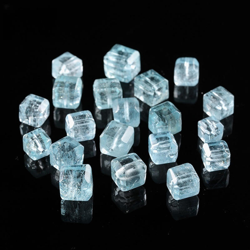 8-10mm natural blue topaz sugar cube beads