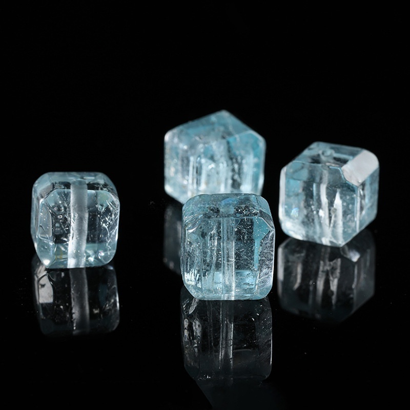 8-10mm natural blue topaz sugar cube beads