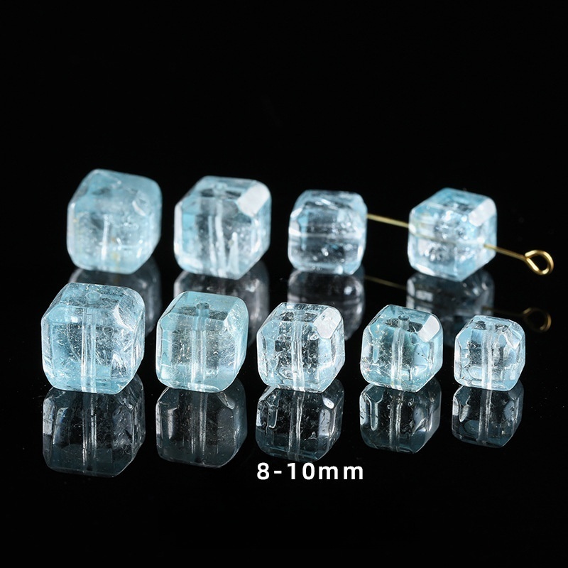 8-10mm natural blue topaz sugar cube beads