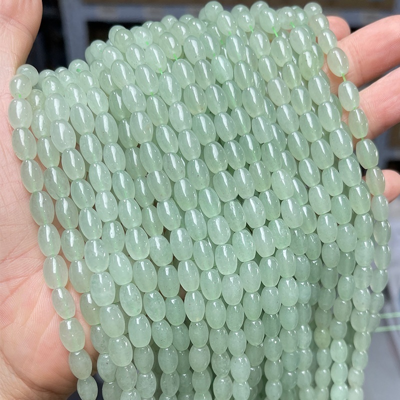 6*9mm natural green aventurine rice beads loose beads barrel beads